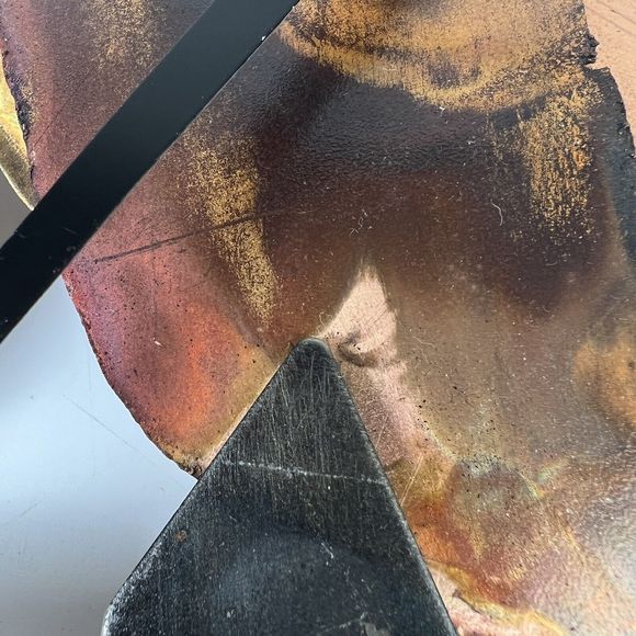 Lee J Kronenberg Copper Metal Clock Abstract Cubism Brutalist Folk Art Signed 9” - Picture 11 of 12